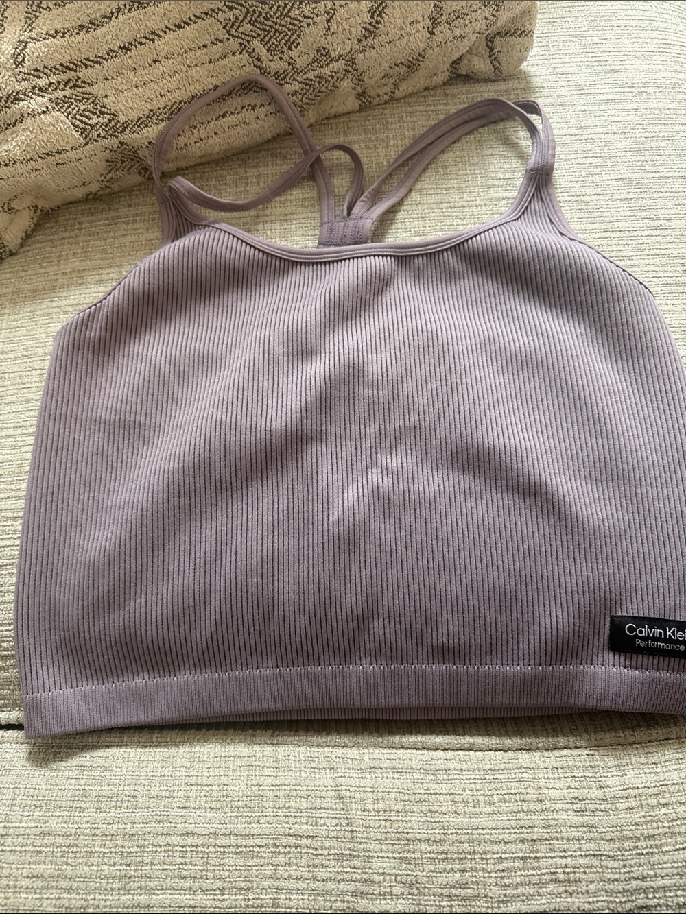 Calvin Klein performance Light Mauve Ribbed cropped top size L